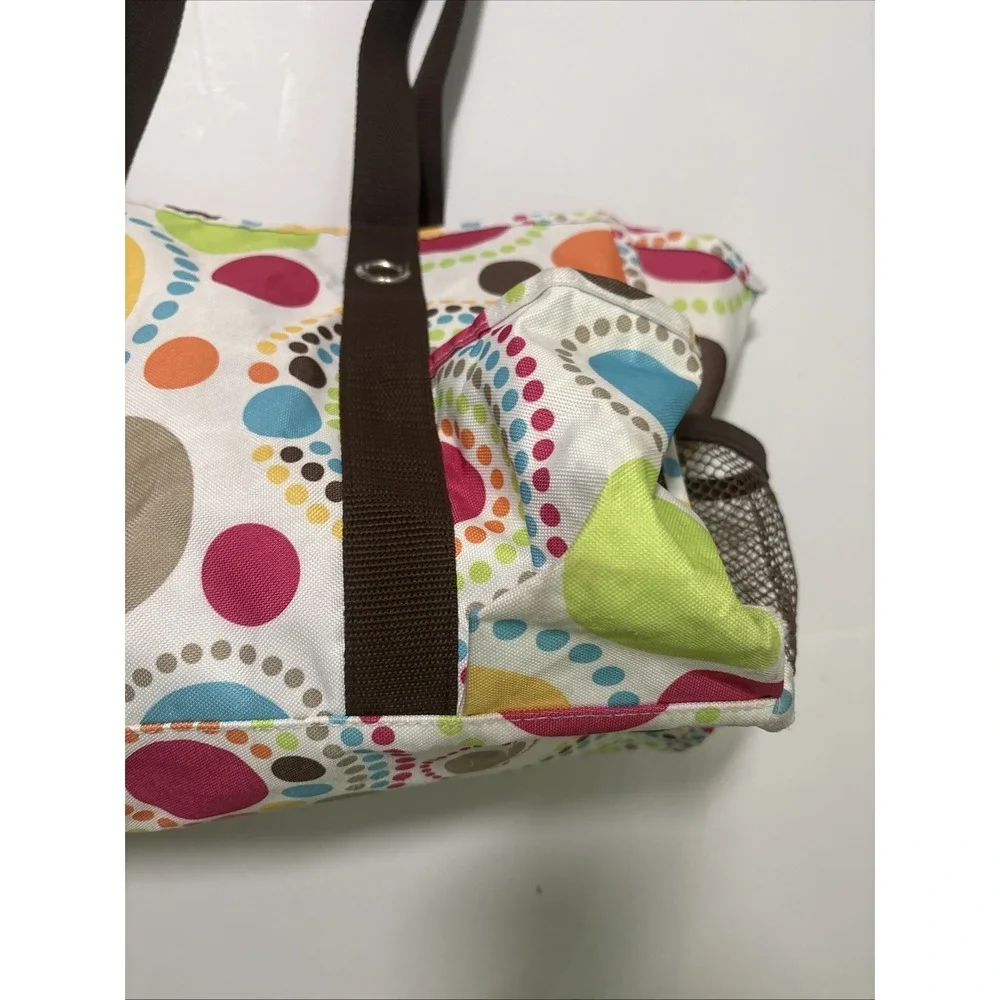 Thirty One 31 Organizing Utility Tote Bag Outer Pockets Colorful Polka Dots